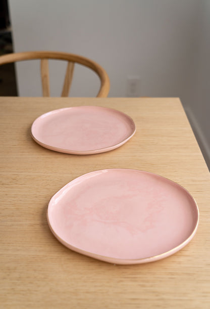 Powder Pink w/ Gold Rim - Porcelain Dinner Plates