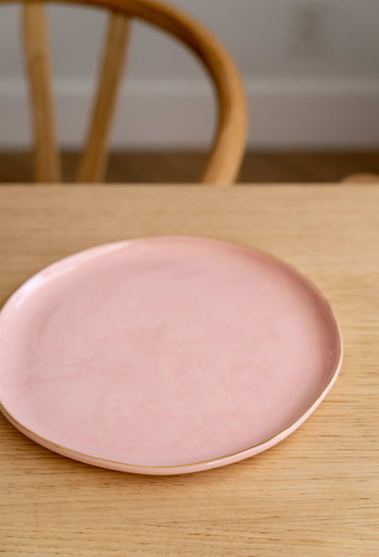 Powder Pink w/ Gold Rim - Porcelain Dinner Plates