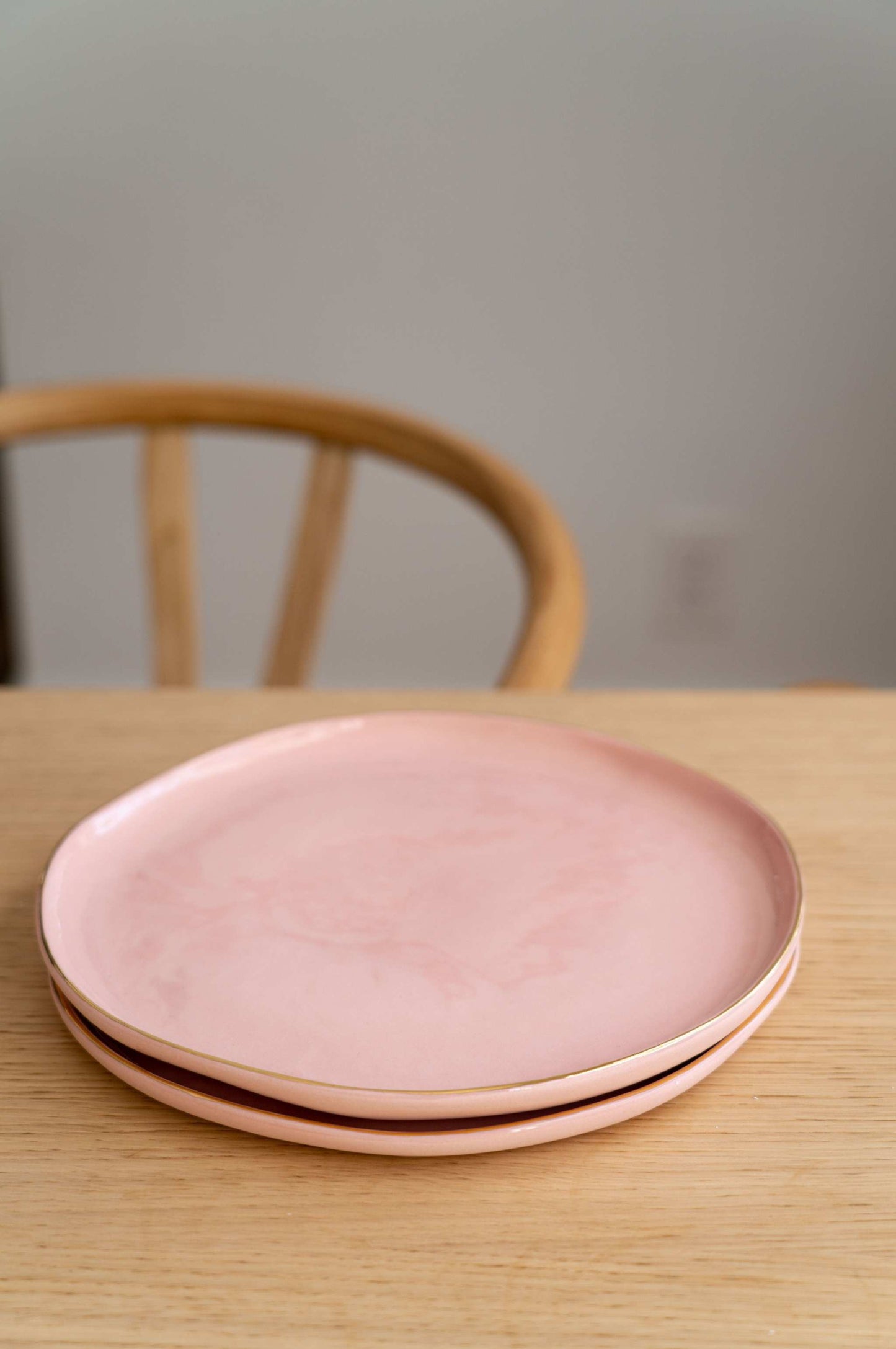 Powder Pink w/ Gold Rim - Porcelain Dinner Plates