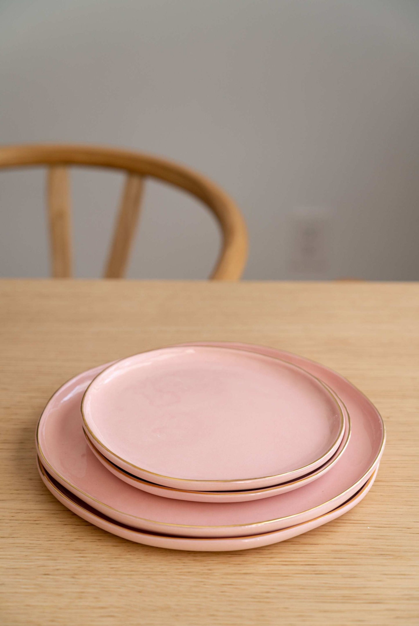Powder Pink w/ Gold Rim - Porcelain Dinner Plates