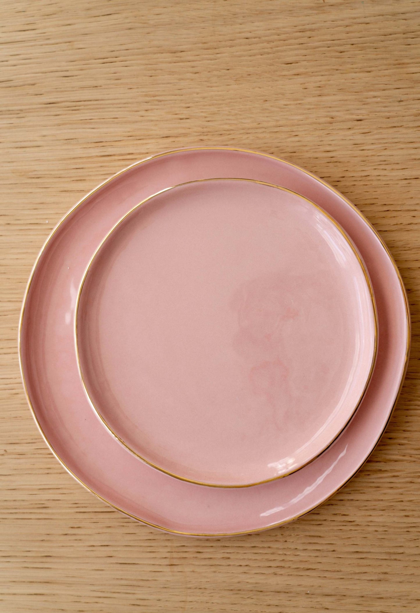 Powder Pink w/ Gold Rim - Porcelain Dinner Plates