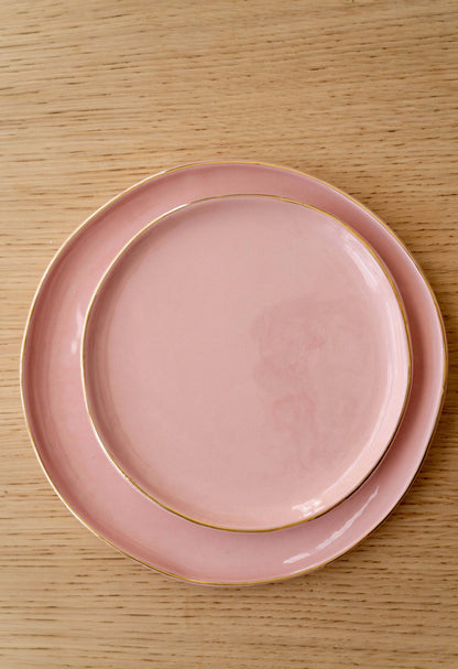 Powder Pink w/ Gold Rim - Porcelain Dinner Plates