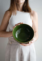 Green w/ Gold Rim - Porcelain Salad Bowl