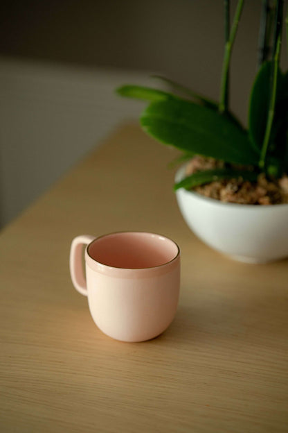 Powder Pink w/ Gold Rim - Porcelain Coffee Mug