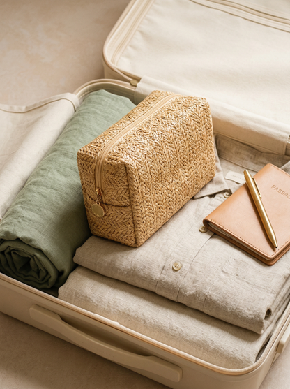 Woven Travel Makeup/Toiletry Bag