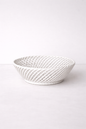 Glazed Porcelain Hand-Woven Round Basket