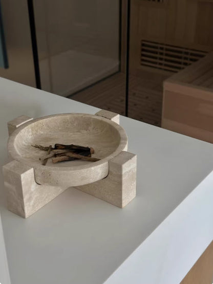 Retro Wabi-Sabi Style Yellow Limestone Decorative Storage Tray