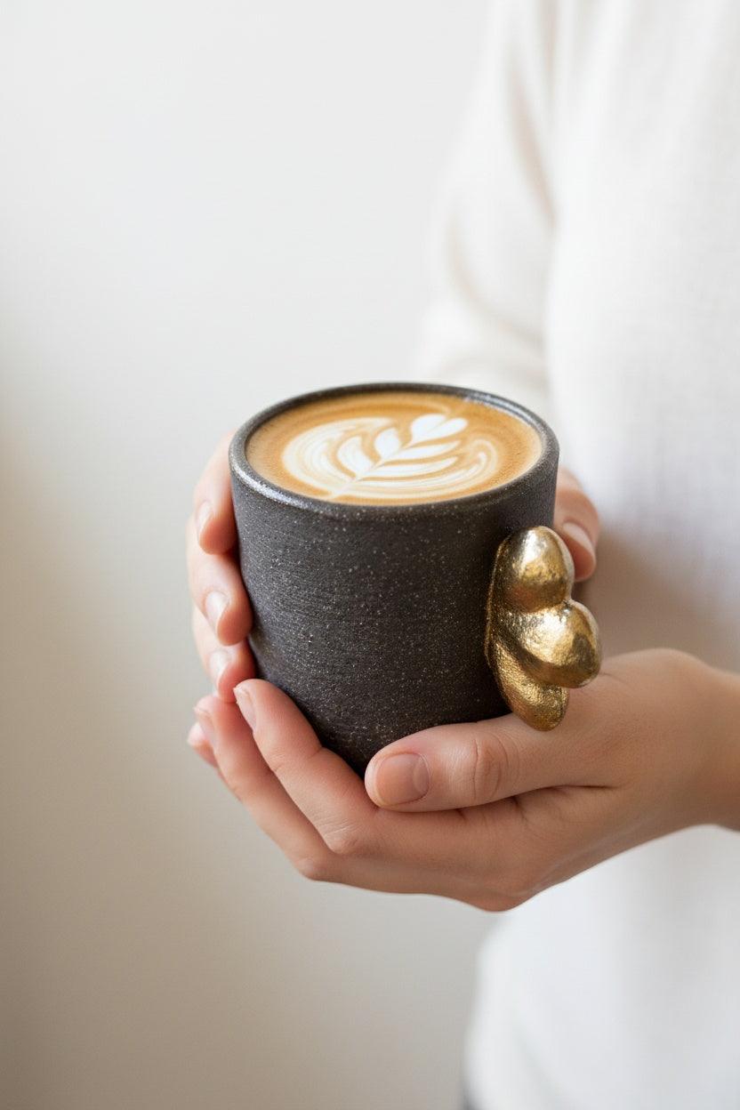 Pumpernickel w/ Gold Leaf - Stoneware Coffee Cup