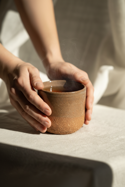 Rustic Pinkish Red Stoneware - Handmade Pottery Coffee Cup