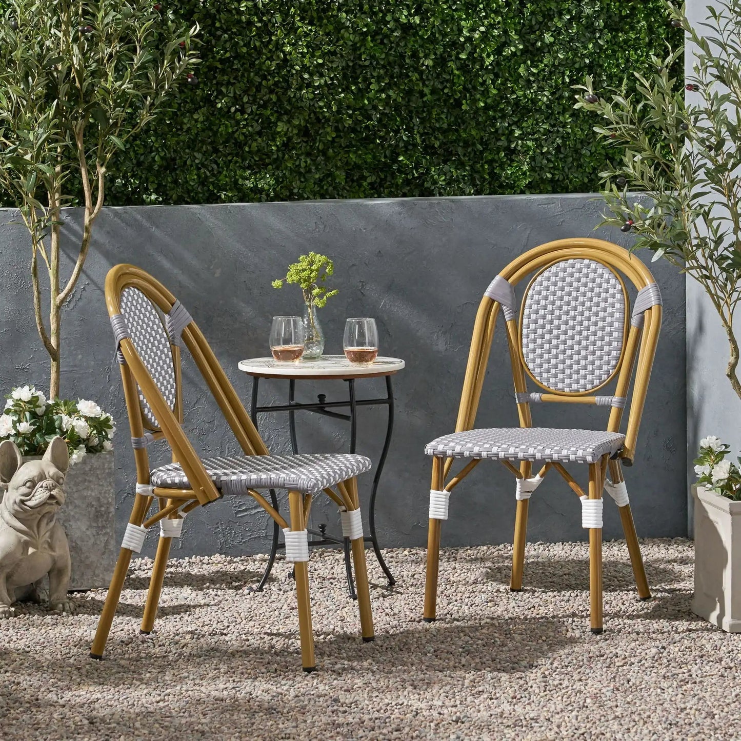 Checkered Chic French Bistro Chair Set