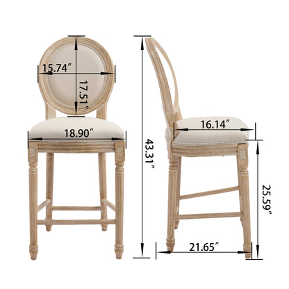 French Country Flower 26'' Bar Height with Upholstered Round Back Set