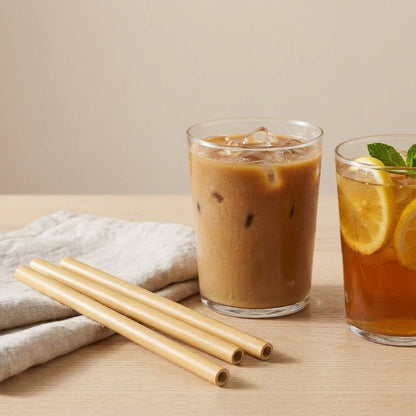 Organic Bamboo Straws (10 pack) & Coconut Fiber Straw Cleaner