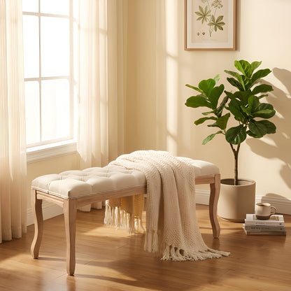 French Vintage Tufted Bench