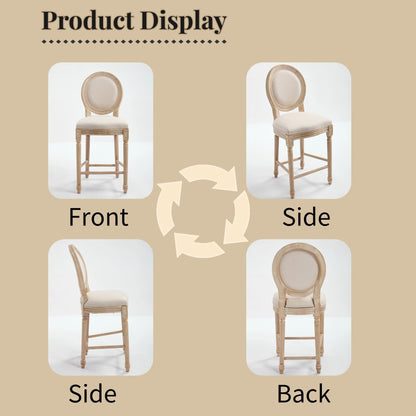 French Country Flower 26'' Bar Height with Upholstered Round Back Set