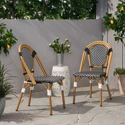 Checkered Chic French Bistro Chair Set