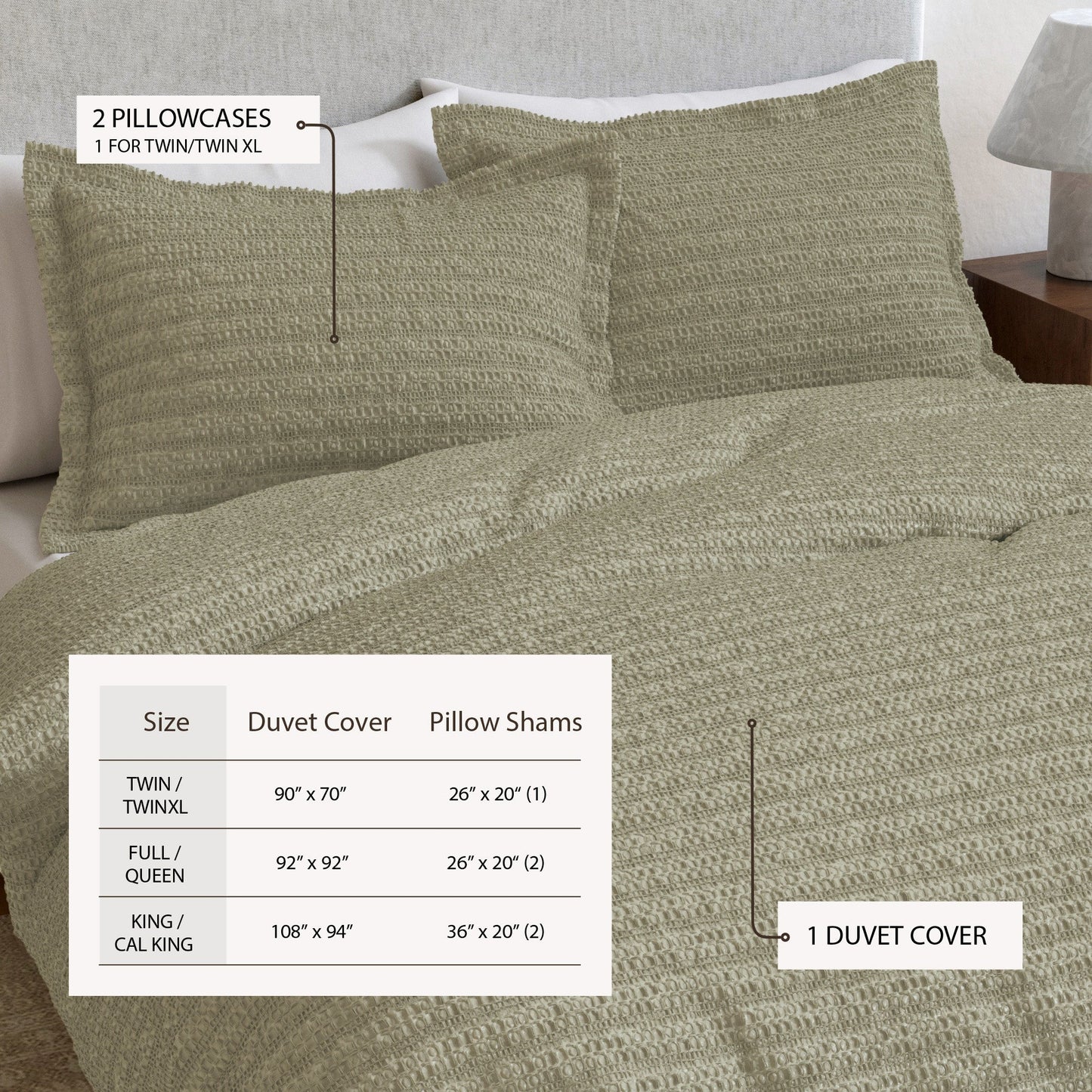 Honeycomb Waffle Duvet Set