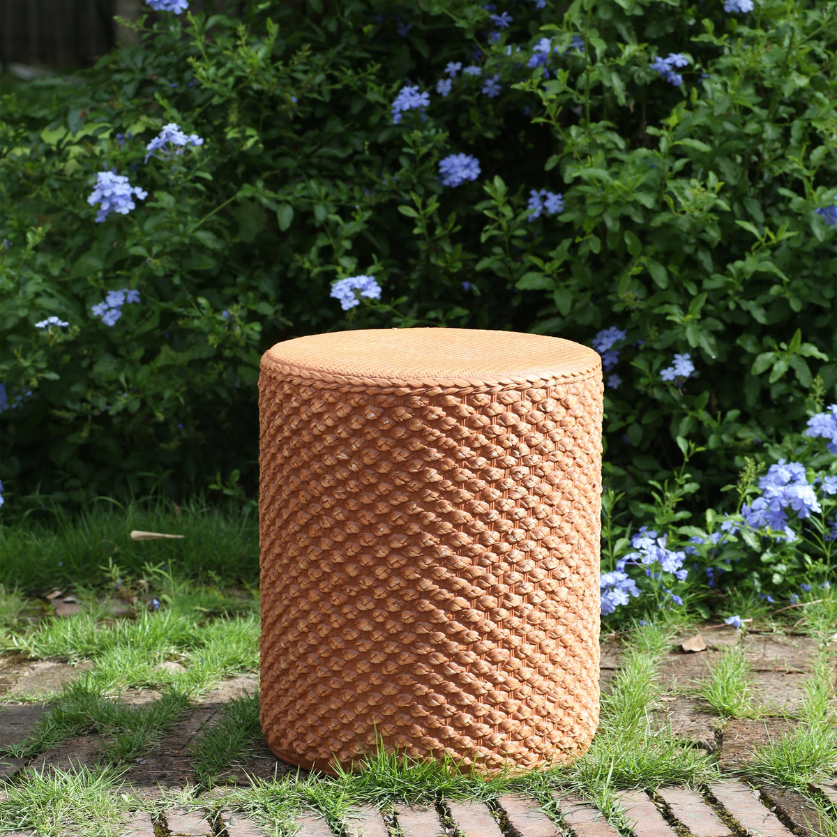 Evie Outdoor Patio Round MGO Side Table Brown