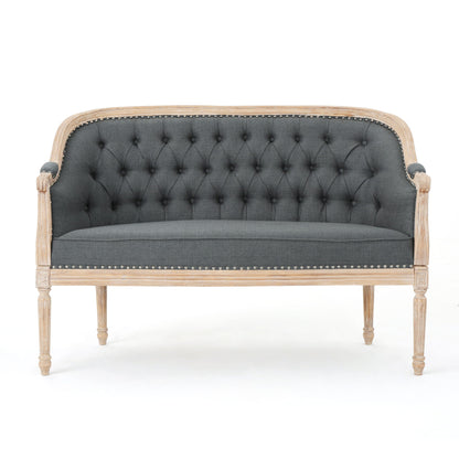 French Country Flower Chesterfield Tufted Loveseat