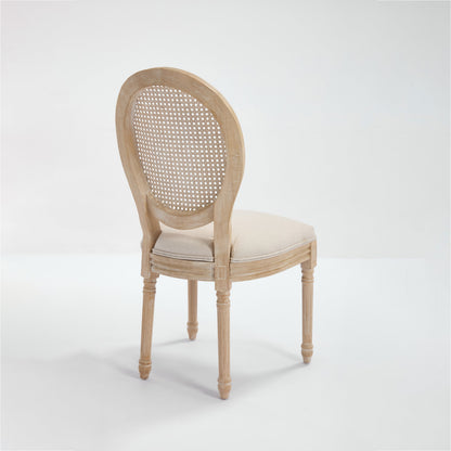 French Country Flower Dining Chair w/Rattan Back Set