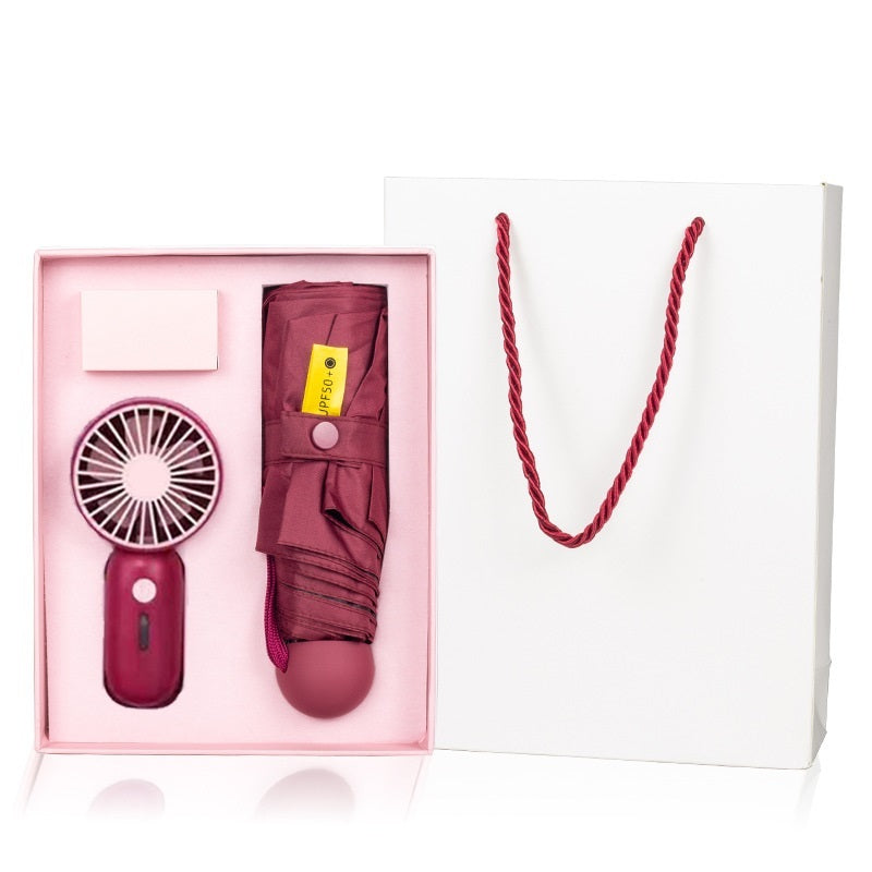 Small Umbrella Fan Gift Set