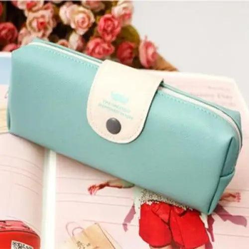 Leather Metal Button Pencil Cases