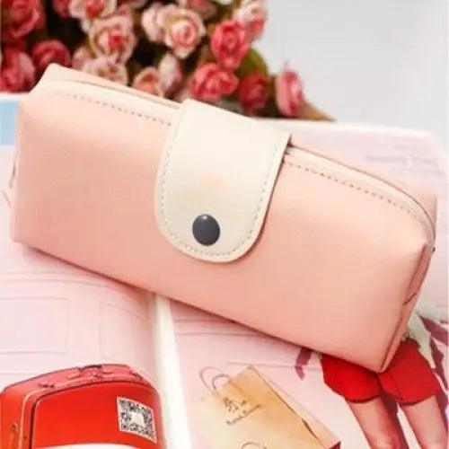 Leather Metal Button Pencil Cases