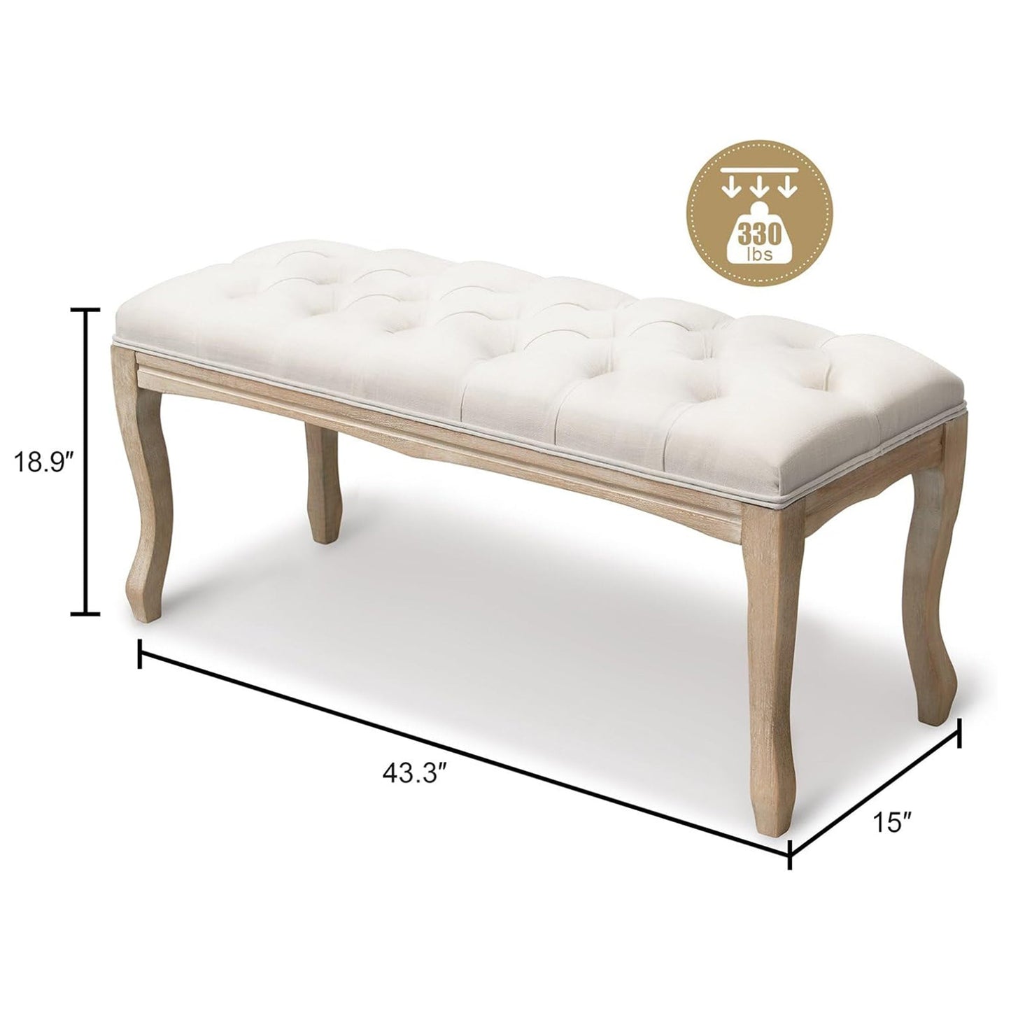 French Vintage Tufted Bench