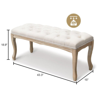 French Vintage Tufted Bench