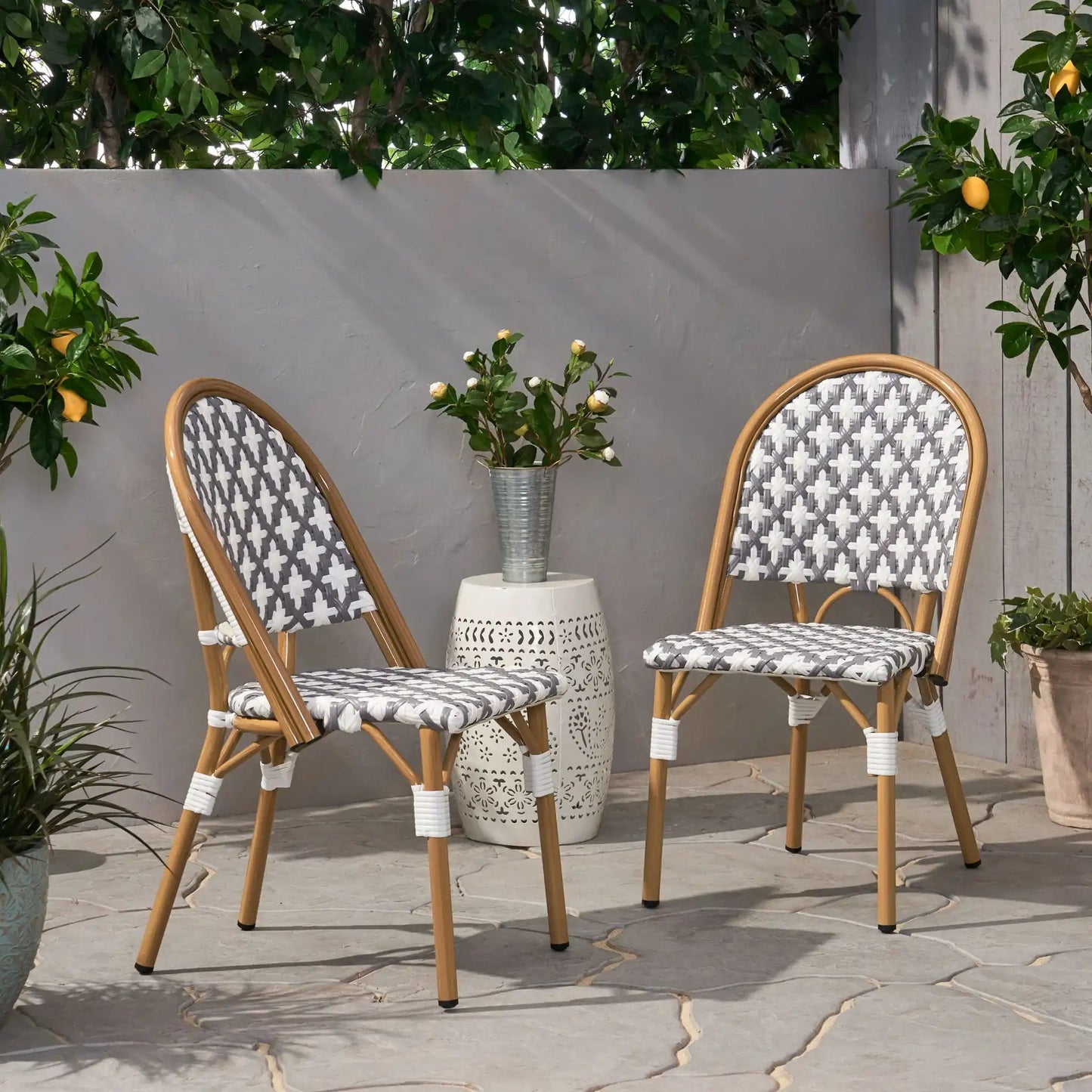 Geometric Chic French Bistro Chair Set