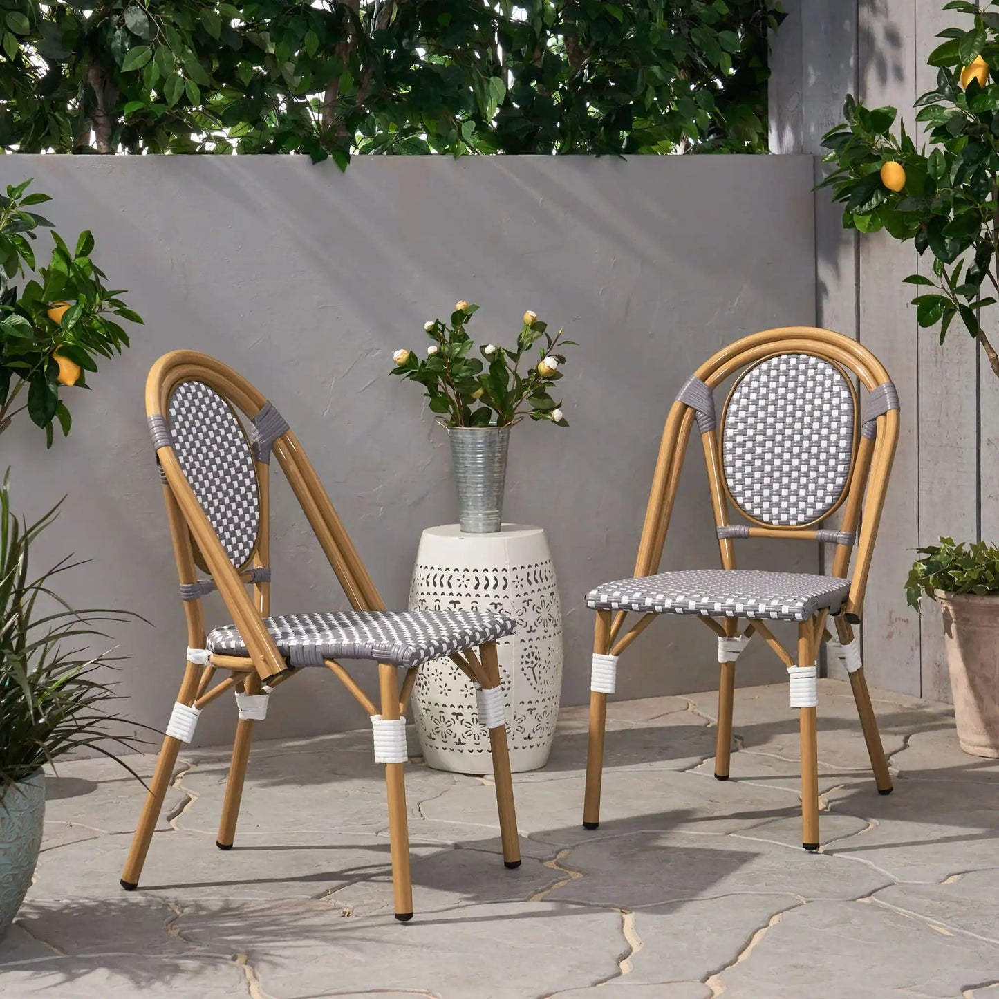 Checkered Chic French Bistro Chair Set