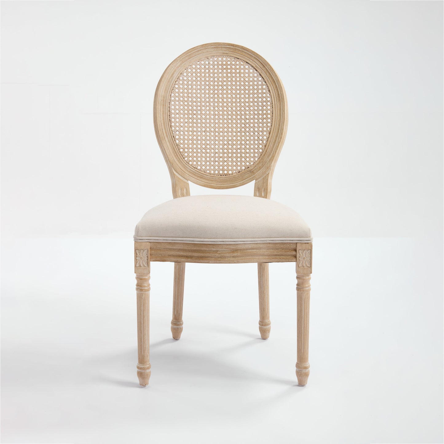 French Country Flower Dining Chair w/Rattan Back Set