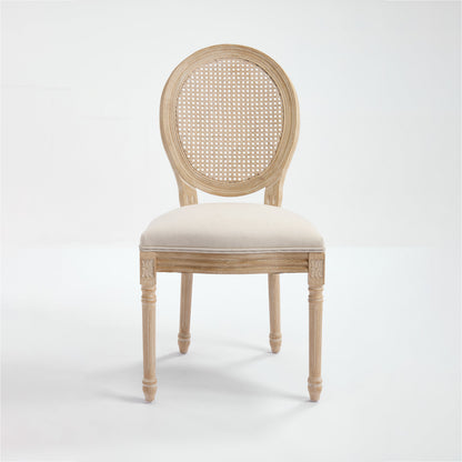French Country Flower Dining Chair w/Rattan Back Set