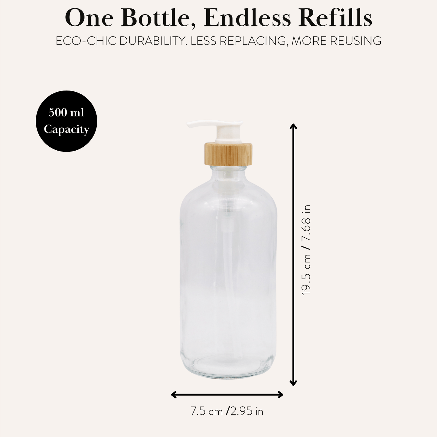 Clear Glass Bottle with Pump Dispenser 500ml