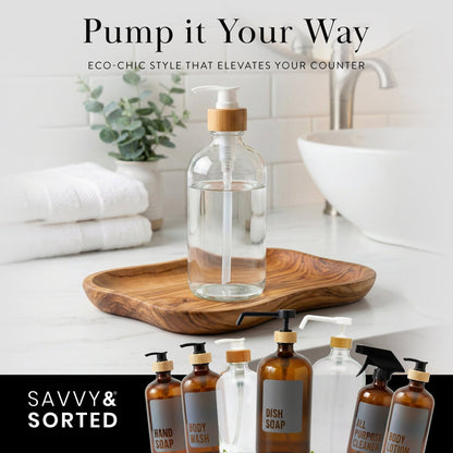 Clear Glass Bottle with Pump Dispenser 500ml