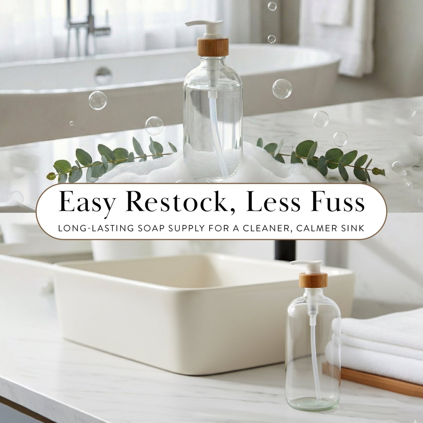 Clear Glass Bottle with Pump Dispenser 500ml