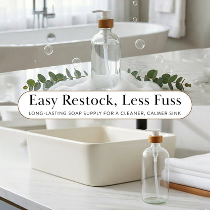 Clear Glass Bottle with Pump Dispenser 500ml
