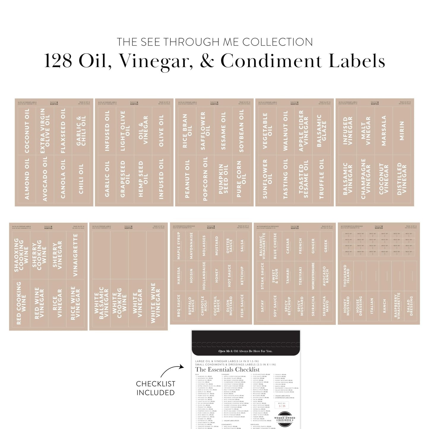 Clear Oil Vinegar Condiment Labels