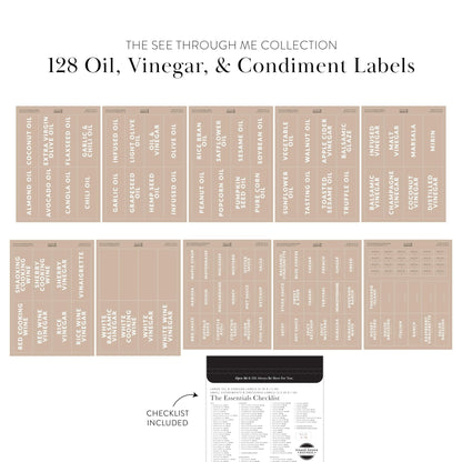 Clear Oil Vinegar Condiment Labels