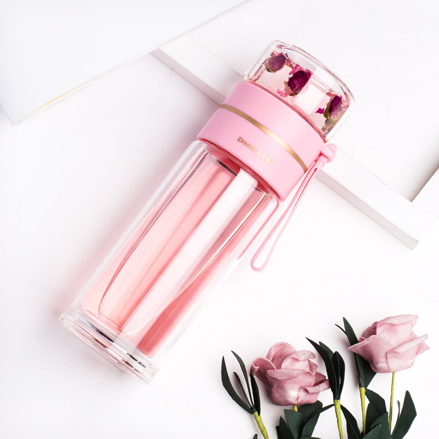 Glass Water Bottle w/ Tea Infuser Filter