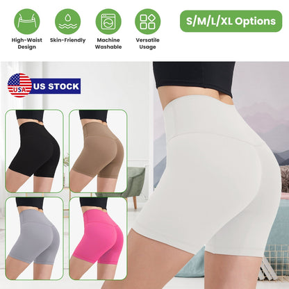 High Waist Biker Shorts Tummy Control - Ivory