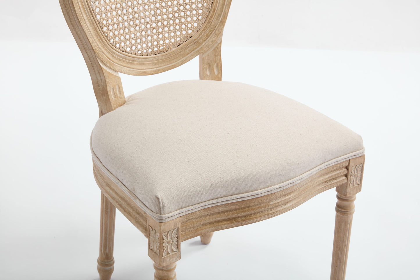 French Country Flower Dining Chair w/Rattan Back Set