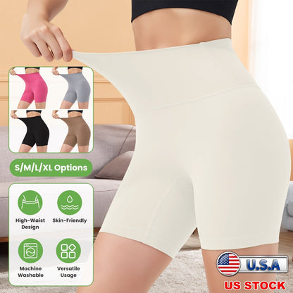 High Waist Biker Shorts Tummy Control - Ivory
