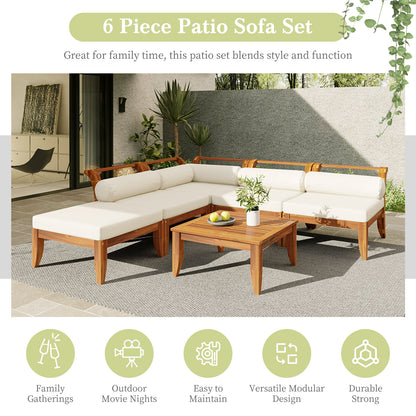 6 Piece Acacia Outdoor Sectional