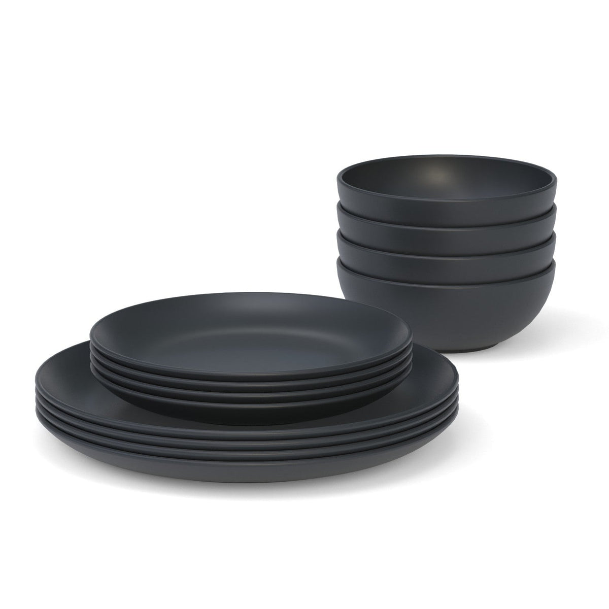 Black Bamboo 8 " Round Side Plate - Set of 4