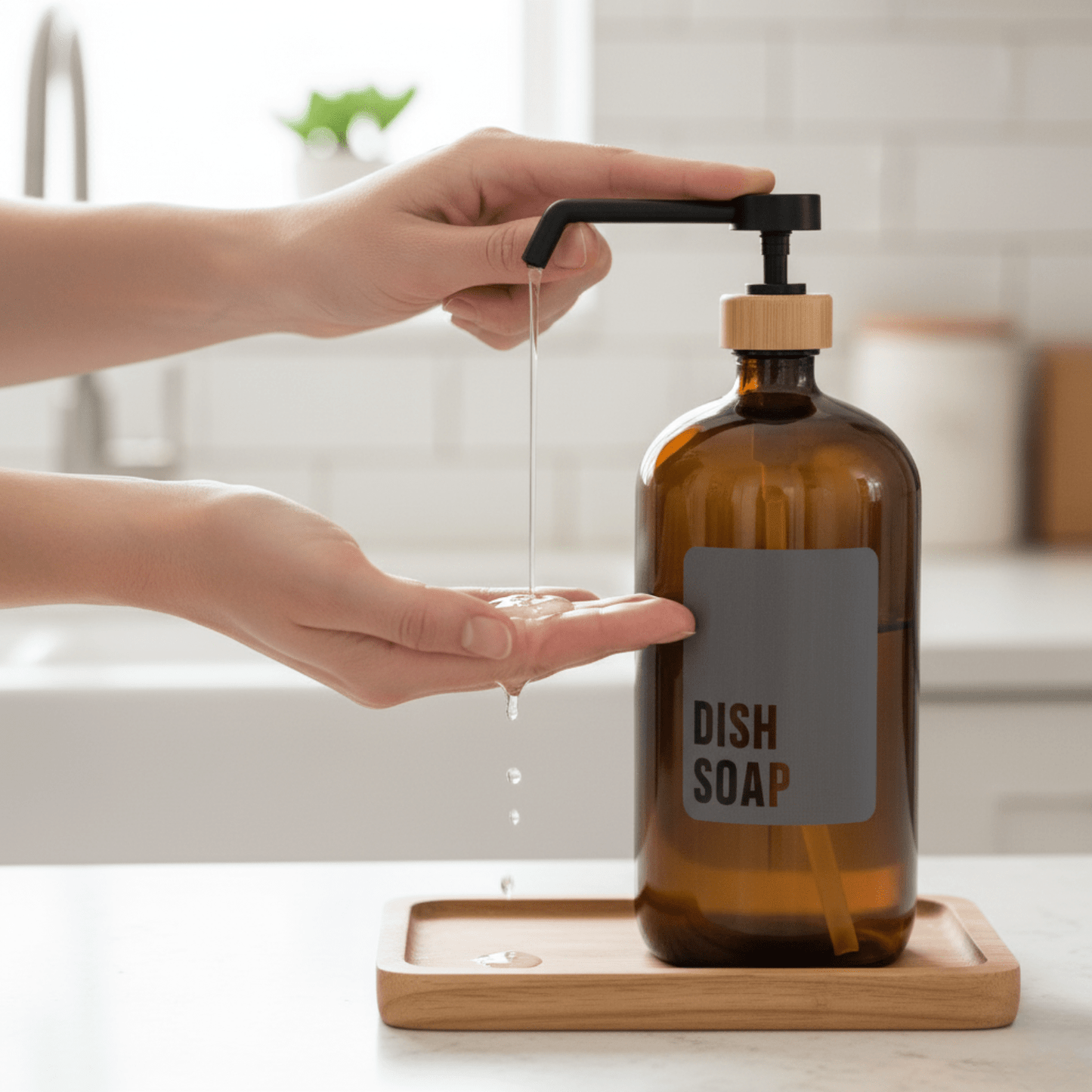 Dish Soap Glass Amber Bottle 1L