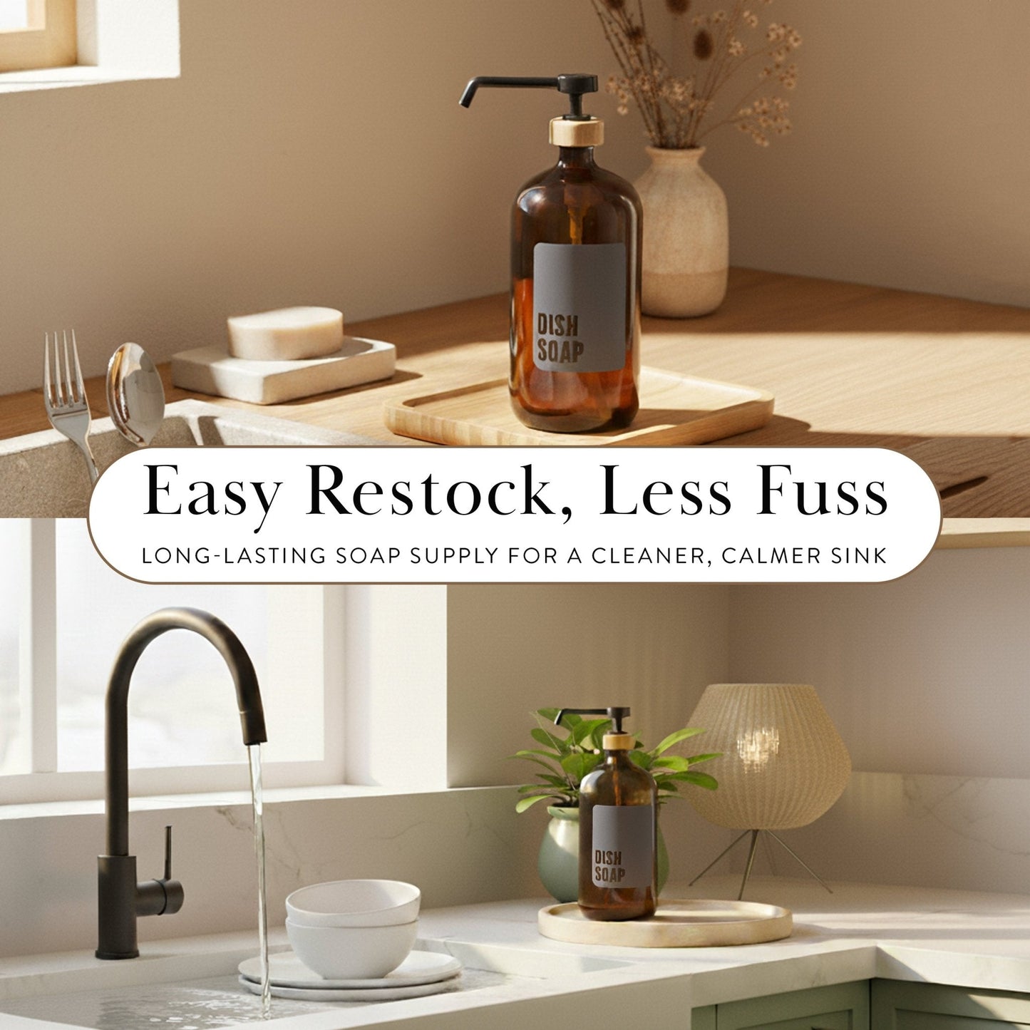 Dish Soap Glass Amber Bottle 1L