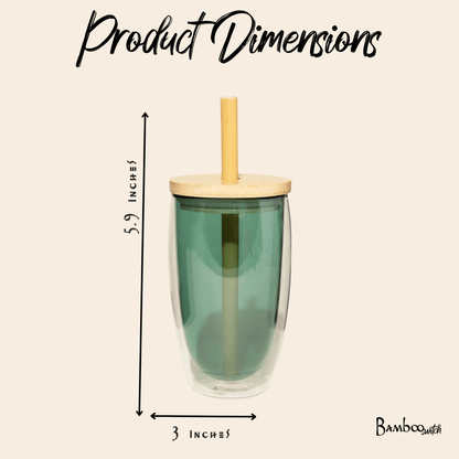 Double-Glass Cup With Bamboo Straw
