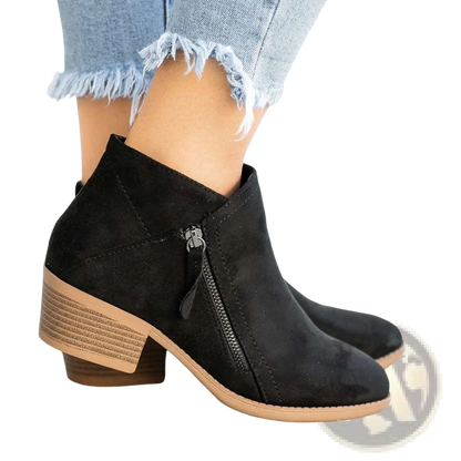 Dr. Martens Suede Chunky Heel Side Zip Boots