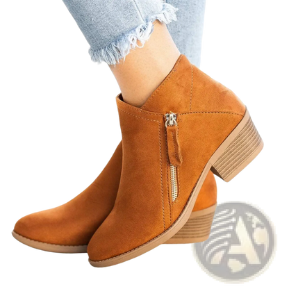 Dr. Martens Suede Chunky Heel Side Zip Boots