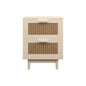 2-Drawer Rattan-Style Accent Table with Natural Wood Finish